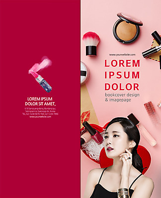 PSD 템플릿 편집 표지디자인 북디자인 출판디자인 여자 표지 리플렛 2단접지 북커버 한명 팜플렛 상반신 20대 성인 화장 뷰티 섹시 한국인 립스틱 붓 퍼프 립글로스 의료성형뷰티 이미지템플릿 1 컨셉 사람 동양인 청년 화장품 파일형식