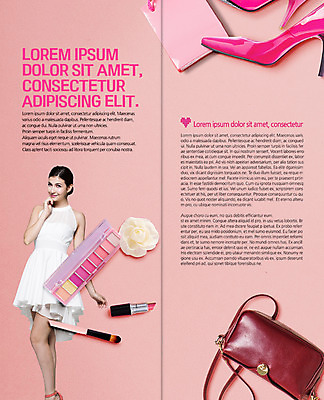 PSD 서양인 템플릿 편집 표지디자인 북디자인 출판디자인 여자 꽃 내지 리플렛 2단접지 북커버 한명 서기 웃음 팜플렛 20대 성인 뷰티 쇼핑백 립스틱 핸드백 붓 하이힐 립파레트 이미지템플릿 외국인 식물 1 구두 가방 모션 표정 사람 청년 화장품 여성화 파일형식