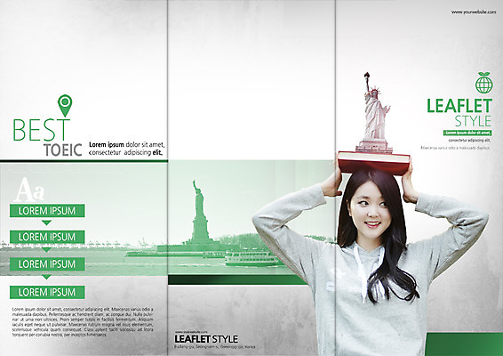 PSD 템플릿 편집 표지디자인 북디자인 출판디자인 여자 교육 표지 리플렛 대학생 북커버 3단접지 한명 웃음 팜플렛 상반신 20대 성인 책 한국인 유람선 자유의여신상 머리위 대학교육 유학 이미지템플릿 1 학생 배_교통 표정 사람 동양인 청년 미국 세계문화유산 파일형식