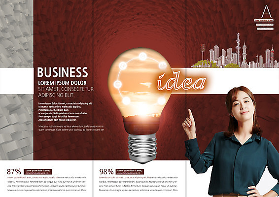 PSD 템플릿 편집 표지디자인 북디자인 출판디자인 여자 내지 리플렛 북커버 비즈니스 전구 3단접지 아이디어 한명 손짓 빌딩 팜플렛 상반신 20대 성인 블록 한국인 비즈니스우먼 이미지템플릿 1 컨셉 모션 사람 동양인 청년 건물 직장인 파일형식