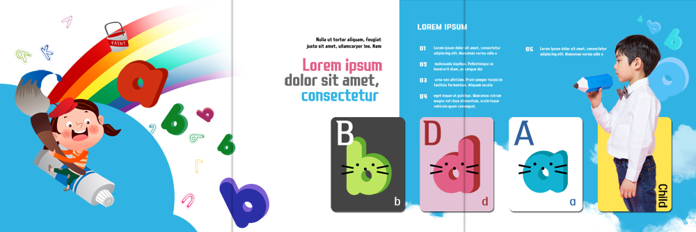 PSD 템플릿 편집 표지디자인 북디자인 알파벳 출판디자인 여자 어린이교육 교육 남자 내지 어린이 리플렛 무지개 북커버 3단접지 팜플렛 두명 연필 물감 한국인 붓 이미지템플릿 자연요소 영어 학용품 사람 동양인 필기구 미술도구 파일형식