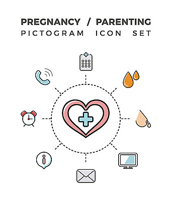 아이콘 병원 사람없음 컴퓨터 픽토그램 임신 정보 하트 알림 픽토그램아이콘 웹아이콘 통화 모유 문자메시지 요실금 2D아이콘 AI파일 모양 의학 모션 전자제품 메시지 파일형식 벡터