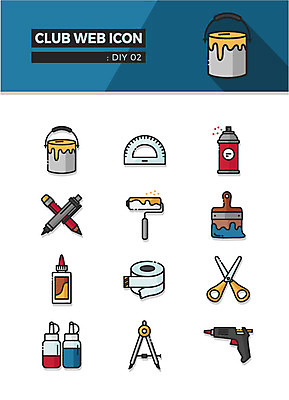 아이콘 잉크 가위 자 사람없음 연필 페인트 붓 테이프 웹아이콘 컴파스 DIY 글루건 동호회 락카 본드 2D아이콘 AI파일 문구용품 학용품 취미 필기구 파일형식 벡터