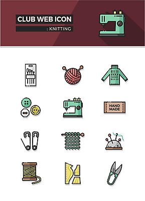 아이콘 패턴 단추 사람없음 바늘 뜨개질 실 스웨터 재봉틀 니트 웹아이콘 옷핀 동호회 쪽가위 핸드메이드 2D아이콘 AI파일 상의 무늬 가위_도구 취미 도구 파일형식 벡터