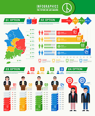 여자 남자 화살표 지도 일러스트 그래프 여러명 인포그래픽 투표 선거 투표함 한반도 투표소 후보 기표문양 국내일러스트 AI파일 문양 다수 사람 민주주의 파일형식 벡터