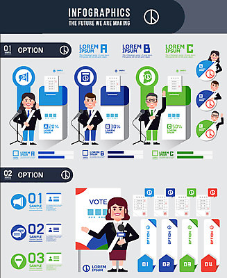 여자 남자 일러스트 그래프 여러명 성인 인포그래픽 투표 선거 마이크 리포터 투표소 후보 기표문양 국내일러스트 AI파일 직업 문양 음향기기 다수 사람 민주주의 파일형식 벡터