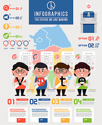 여자 남자 지도 일러스트 그래프 여러명 인포그래픽 투표 선거 투표용지 투표함 한반도 투표소 후보 기표문양 국내일러스트 AI파일 문양 다수 사람 민주주의 파일형식 벡터