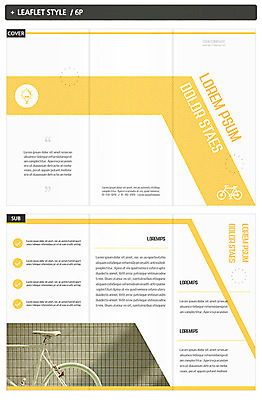 템플릿 표지디자인 표지 ZIP 내지 리플렛 3단접지 팜플렛 사람없음 노란색 자전거 인디자인 INDD 이미지템플릿 컬러 바이크 파일형식