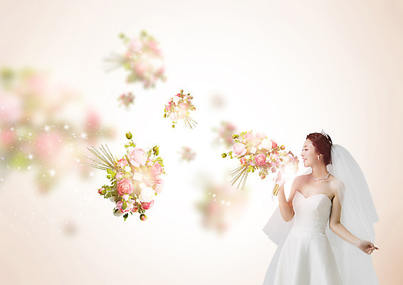 PSD 편집 편집이미지 여자 신부 부케 웨딩드레스 결혼 한명 상반신 성인 30대 한국인 향기 신부복 이미지편집 1 드레스 꽃다발 사람 동양인 이벤트 장년 냄새 파일형식