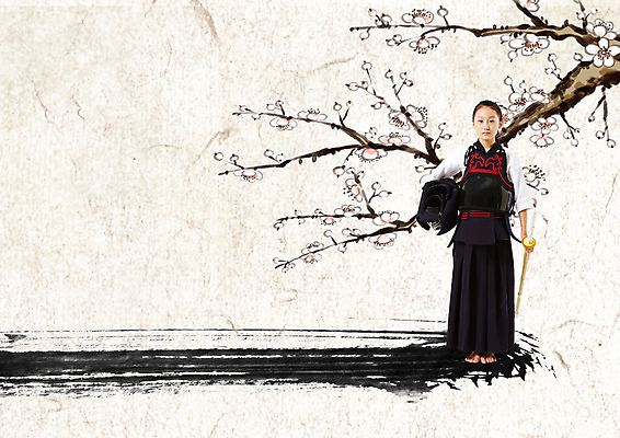 PSD 편집 편집이미지 여자 꽃 어린이 캘리그라피 붓터치 한명 서기 소녀 한국인 나뭇가지 헬멧 검도 죽도 검도복 이미지편집 나무 식물 1 모션 도복 사람 동양인 격투기 보호장비 검도용품 파일형식