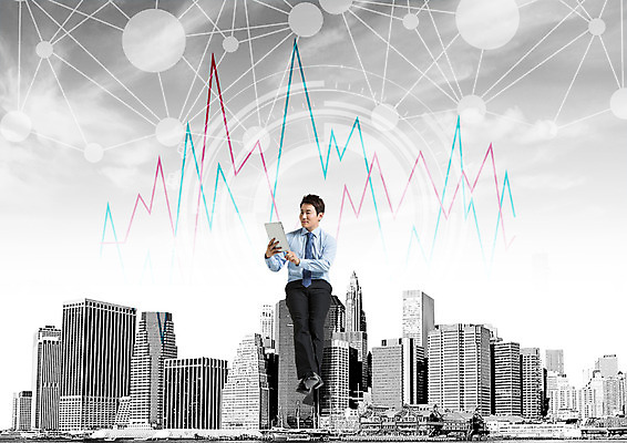 PSD 편집 편집이미지 남자 비즈니스 한명 앉기 빌딩 성인 30대 태블릿 한국인 비즈니스맨 네트워크 연결 분석 꺾은선그래프 이미지편집 1 컨셉 모션 그래프 사람 동양인 건물 장년 전자제품 스마트기기 직장인 파일형식