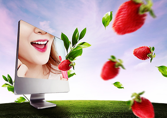 PSD 구름 편집 편집이미지 우먼라이프 여자 하늘 딸기 나뭇잎 한명 미소 잔디 20대 성인 신체부위 화장 뷰티 모니터 입술 피부관리 립글로스 이미지편집 자연요소 식물 1 라이프스타일 잎 과일 표정 사람 청년 컴퓨터 화장품 파일형식