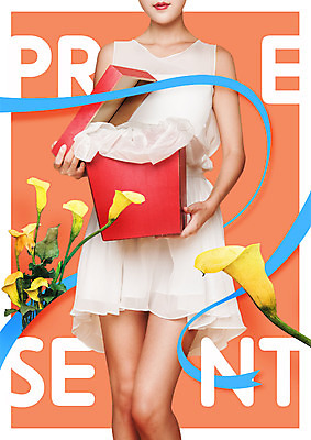 PSD 편집 편집이미지 우먼라이프 원피스 여자 꽃 리본 한명 들기 이벤트 20대 성인 선물상자 쇼핑 뷰티 세일 의료성형뷰티 이미지편집 식물 1 라이프스타일 옷 모션 선물 사람 청년 상자 파일형식