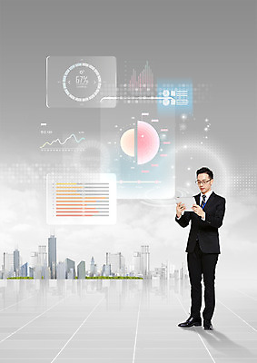 PSD 편집 편집이미지 남자 비즈니스 그래프 스마트라이프 한명 서기 들기 빌딩 20대 성인 스마트기기 한국인 비즈니스맨 스마트 터치스크린 홀로그램 4차산업 이미지편집 1 라이프스타일 산업 컨셉 모션 사람 동양인 청년 건물 전자제품 직장인 파일형식