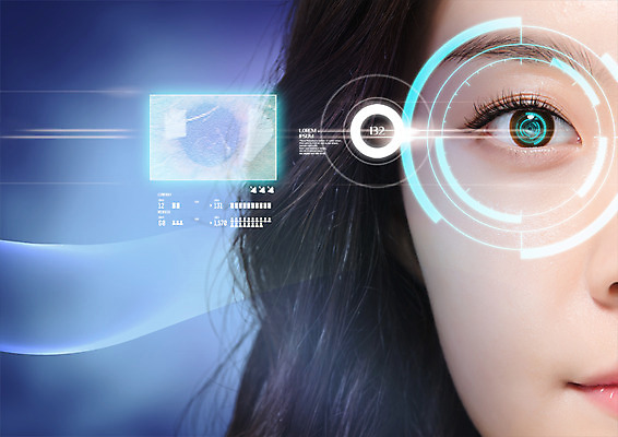 PSD 편집 편집이미지 여자 얼굴 스마트라이프 한명 20대 성인 신체부위 한국인 눈동자 스마트 홀로그램 의료성형뷰티 홍채인식 이미지편집 1 라이프스타일 컨셉 사람 동양인 청년 눈_신체부위 생체인식기술 파일형식