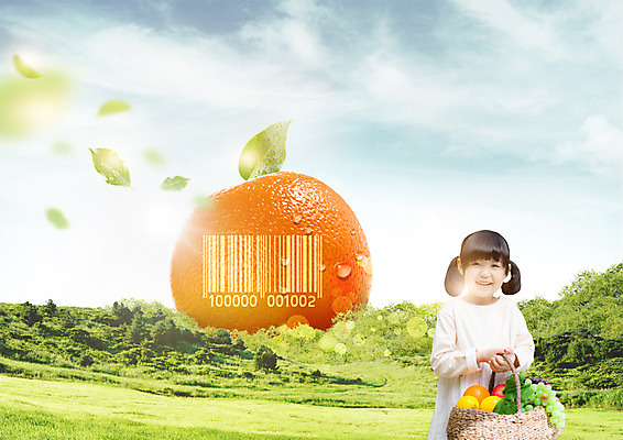 PSD 구름 편집 편집이미지 여자 어린이 오렌지 하늘 포도 나뭇잎 스마트라이프 한명 웃음 소녀 잔디 바구니 한국인 스마트 유기농 바코드 이미지편집 자연요소 식물 1 라이프스타일 웰빙 컨셉 잎 과일 표정 사람 동양인 파일형식