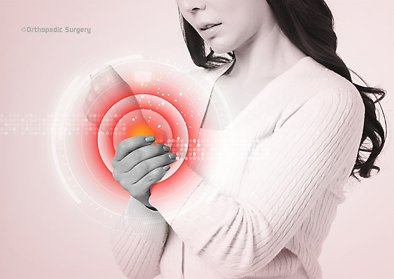 PSD 편집 편집이미지 여자 40대 의학 한명 상반신 성인 고통 한국인 질병 손목 홀로그램 의료성형뷰티 손목통증 이미지편집 1 감정 중년 사람 동양인 신체부위 파일형식