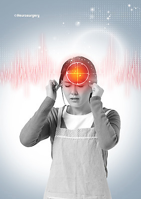 PSD 편집 편집이미지 여자 40대 의학 한명 상반신 성인 눈감음 앞치마 고통 한국인 질병 주부 두통 홀로그램 이미지편집 1 감정 중년 모션 사람 동양인 파일형식