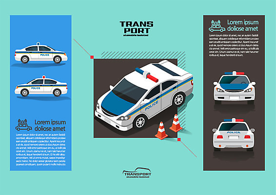 육상교통 교통수단 일러스트 사람없음 경찰 아이소메트릭 경찰차 칼라콘 국내일러스트 AI파일 직업 교통 자동차 안전장비 파일형식 벡터