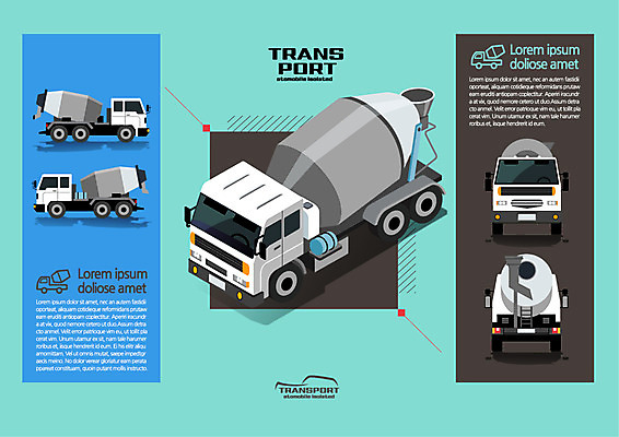 육상교통 교통수단 일러스트 자동차 사람없음 트럭 중장비 대형차 아이소메트릭 레미콘 국내일러스트 AI파일 교통 산업장비 파일형식 벡터