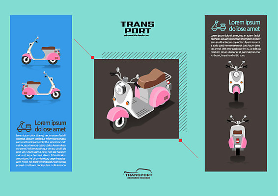 육상교통 교통수단 일러스트 사람없음 스쿠터 오토바이 아이소메트릭 국내일러스트 AI파일 교통 바이크 파일형식 벡터