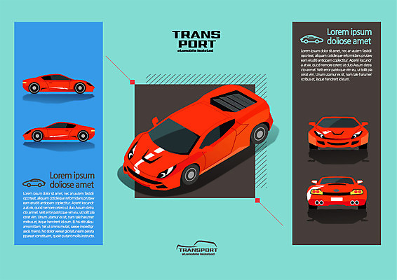 육상교통 교통수단 일러스트 승용차 사람없음 스포츠카 아이소메트릭 국내일러스트 AI파일 교통 자동차 파일형식 벡터