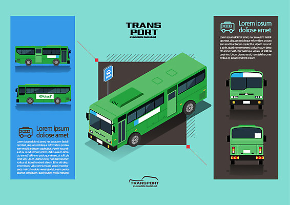 육상교통 교통수단 일러스트 버스 대중교통 사람없음 아이소메트릭 국내일러스트 AI파일 교통 파일형식 벡터