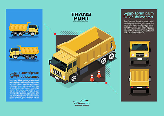 육상교통 교통수단 일러스트 사람없음 트럭 중장비 삽 대형차 아이소메트릭 칼라콘 국내일러스트 AI파일 교통 자동차 산업장비 안전장비 파일형식 벡터