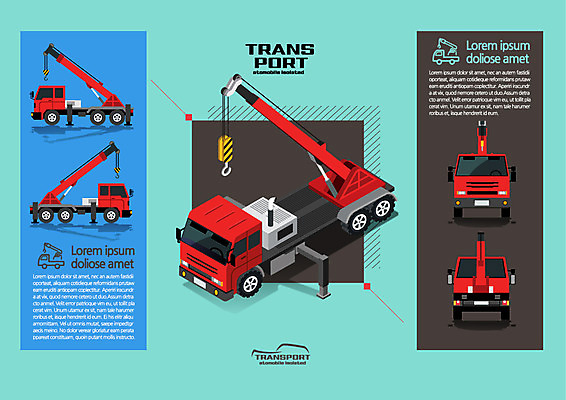 육상교통 교통수단 일러스트 사람없음 기계 중장비 기중기 대형차 아이소메트릭 국내일러스트 AI파일 교통 자동차 산업장비 파일형식 벡터