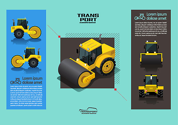 육상교통 교통수단 일러스트 자동차 사람없음 기계 아스팔트 아이소메트릭 롤러차 국내일러스트 AI파일 도로 교통 특수차량 파일형식 벡터
