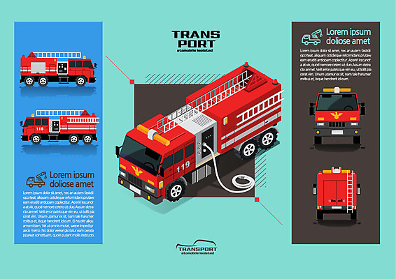 육상교통 교통수단 일러스트 사람없음 대형차 소방차 아이소메트릭 119 구조대 국내일러스트 AI파일 교통 자동차 구출 소방 전화번호 파일형식 벡터