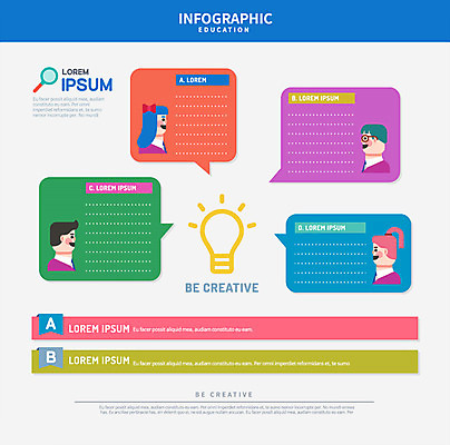 여자 교육 남자 말풍선 일러스트 전구 커뮤니케이션 아이디어 대화 여러명 인포그래픽 국내일러스트 AI파일 다수 컨셉 말하기 사람 파일형식 벡터