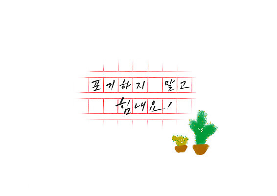 PSD 화분 문장 일러스트 캘리그라피 응원 선인장 글자캘리그라피 한글 사람없음 좌절 격려 원고지 국내일러스트 식물 문자 감정 컨셉 모션 파일형식