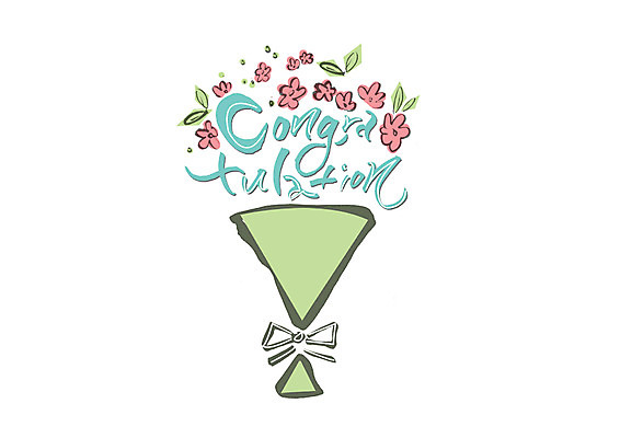 PSD 영어 꽃다발 꽃무늬 일러스트 캘리그라피 글자캘리그라피 사람없음 축하 국내일러스트 문자 꽃 컨셉 무늬 파일형식