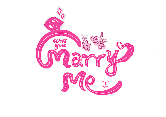 PSD 영어 분홍색 프로포즈 꽃무늬 일러스트 캘리그라피 글자캘리그라피 사람없음 반지 결혼반지 국내일러스트 문자 꽃 컬러 결혼 무늬 장신구 파일형식