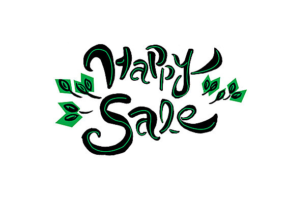 PSD 영어 행복 일러스트 캘리그라피 나뭇잎 글자캘리그라피 사람없음 초록색 세일 검은색 국내일러스트 문자 감정 컬러 잎 파일형식