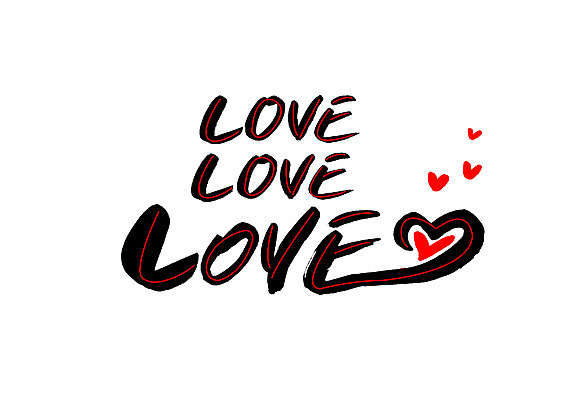 PSD 영어 일러스트 캘리그라피 사랑 글자캘리그라피 사람없음 빨간색 검은색 하트 국내일러스트 모양 문자 감정 컬러 파일형식