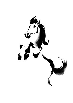 PSD 동물 한마리 야생동물 일러스트 캘리그라피 사람없음 십이지신 말_동물 국내일러스트 1 포유류 파일형식