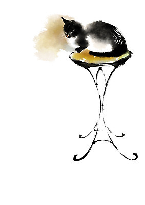 PSD 동물 한마리 일러스트 캘리그라피 탁자 사람없음 반려동물 고양이 반려 국내일러스트 1 가구 포유류 파일형식