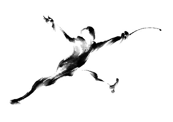 PSD 스포츠 일러스트 캘리그라피 붓터치 한명 성인 펜싱 펜싱선수 찌르기 펜싱검 국내일러스트 1 모션 운동선수 사람 펜싱용품 파일형식