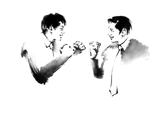 PSD 남자 중년 일러스트 캘리그라피 응원 중년라이프 웃음 상반신 성인 두명 친구 마주보기 파이팅 성인남자만 국내일러스트 라이프스타일 관계 모션 표정 사람 남자만 성인만 파일형식