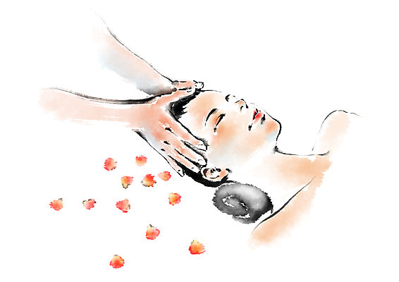 PSD 손 여자 꽃잎 일러스트 캘리그라피 손짓 상반신 성인 두명 신체부위 눕기 뷰티 눈감음 스파 마사지 지압 국내일러스트 꽃 모션 사람 파일형식