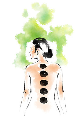 PSD 여자 엎드리기 일러스트 캘리그라피 한명 상반신 성인 신체부위 눕기 뷰티 스파 돌_바위 등 마사지 국내일러스트 1 모션 사람 파일형식