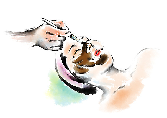 PSD 손 여자 일러스트 캘리그라피 손짓 상반신 성인 두명 신체부위 눕기 뷰티 스파 마사지 바르기 마스크팩 국내일러스트 모션 사람 팩 파일형식