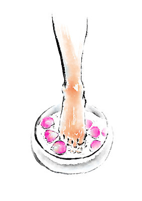 PSD 꽃잎 일러스트 캘리그라피 발 한명 신체부위 뷰티 스파 마사지 발마사지 족욕 국내일러스트 1 꽃 사람 파일형식