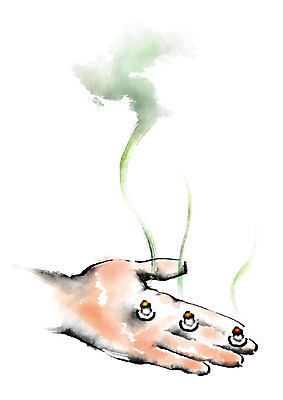 PSD 손 일러스트 캘리그라피 의학 한손 한명 신체부위 치료 한의학 연기 질병 뜸 쑥뜸 국내일러스트 1 사람 파일형식