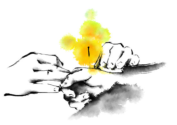 PSD 손 일러스트 캘리그라피 의학 두명 신체부위 치료 한의학 환자 질병 한의원 한의사 침술 국내일러스트 병원 사람 의사 파일형식