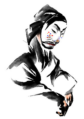 PSD 한국문화 한국전통 전통 남자 일러스트 캘리그라피 가면 한명 성인 한복 전통공연 탈춤 탈 국내일러스트 1 동양문화 한국 사람 공연 전통의상 전통무용 파일형식