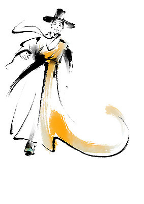 전신 PSD 한국문화 한국전통 전통 남자 일러스트 캘리그라피 한명 서기 성인 한복 양반 국내일러스트 갓모자 모자_잡화 1 동양문화 모션 전통소품 한국 사람 전통의상 신분 파일형식