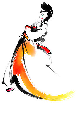 전신 PSD 한국문화 한국전통 전통 여자 일러스트 캘리그라피 한명 서기 성인 춤 한복 국내일러스트 1 동양문화 모션 문화예술 한국 사람 전통의상 파일형식